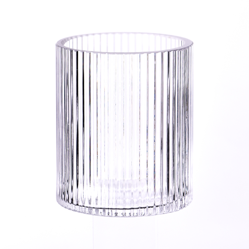 Customized 400ml Glass Candle Jars 10oz Ribber Glass Candle Vessels Wholesale
