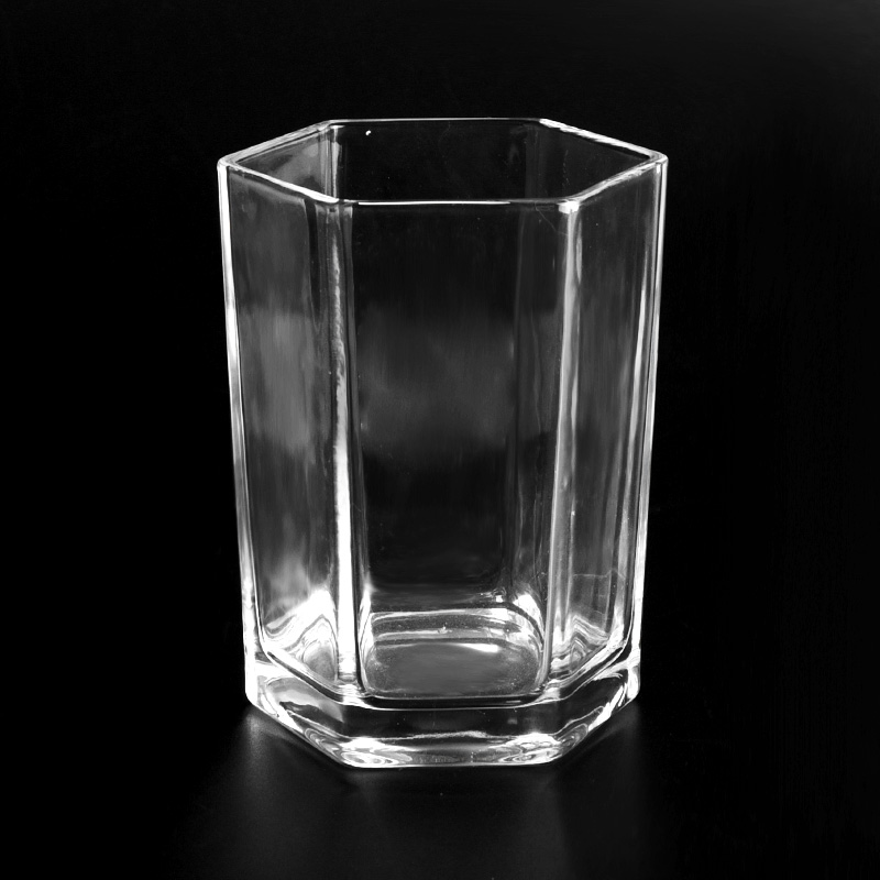 Hexagon Glass Jar For Candle Making Custom Hexagon Glass Candle Holders