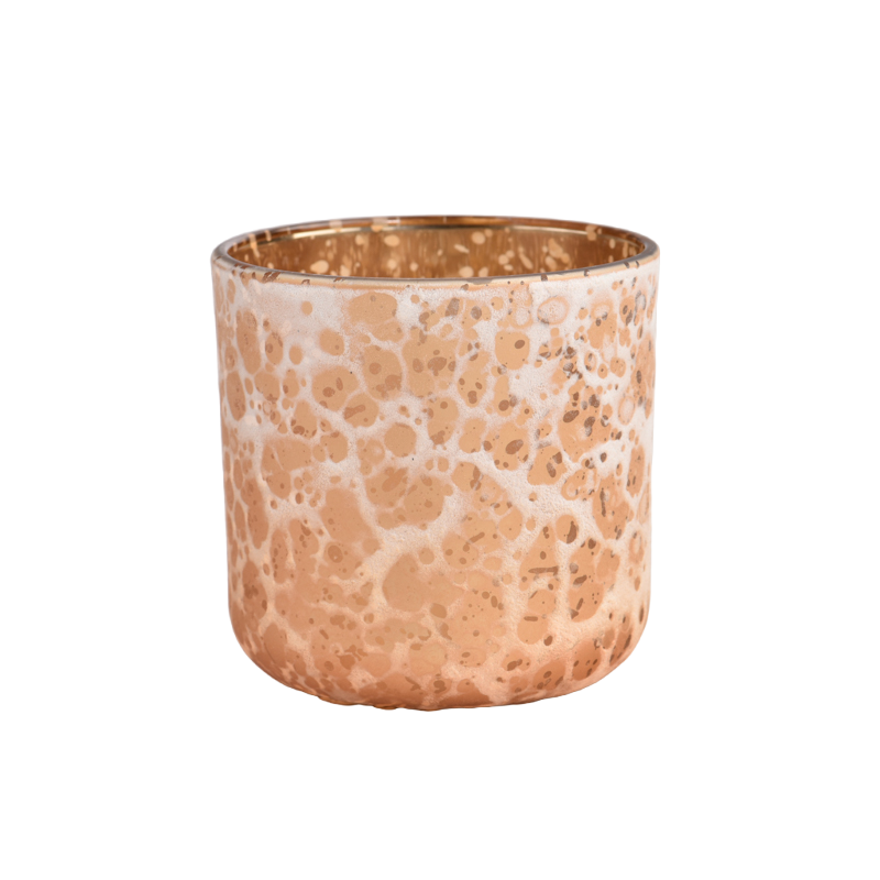 New design glass vessels gold electroplated glass candle jar wholesale