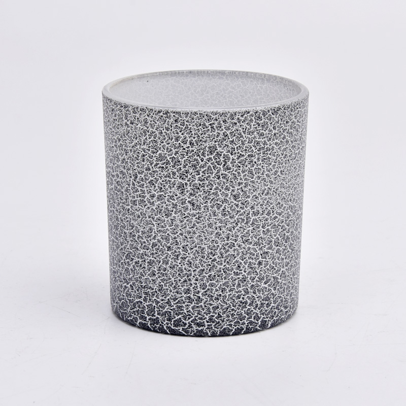 Black Crack Glass Candle Holders