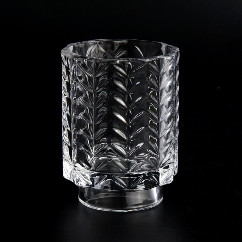200ml Embossed Glass Candle Vessels High Quality Crystal Glass Jar For Candle Making