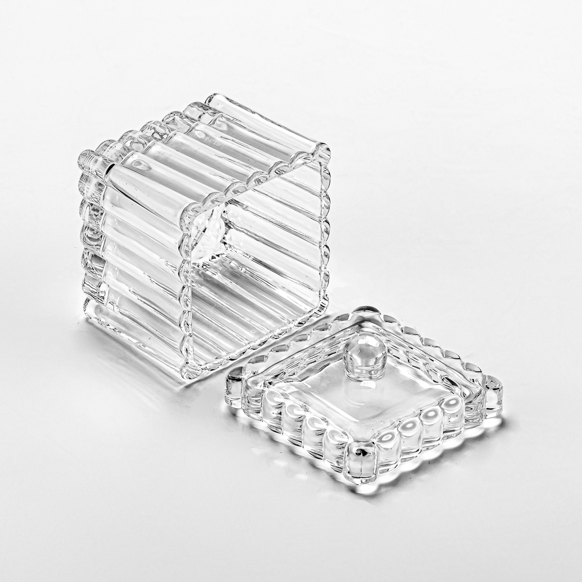 Clear Square Glass Candle Jars with glass lid home decor