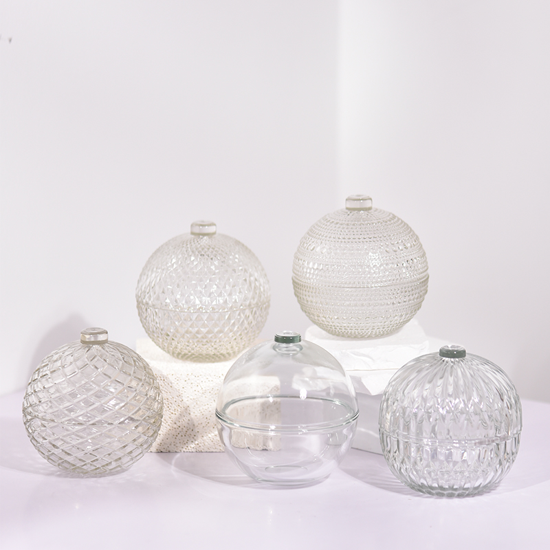 Ball Shaped Glass Candle Jar With Lids Custom Color Christmas Glass Candle Jars Wholesale