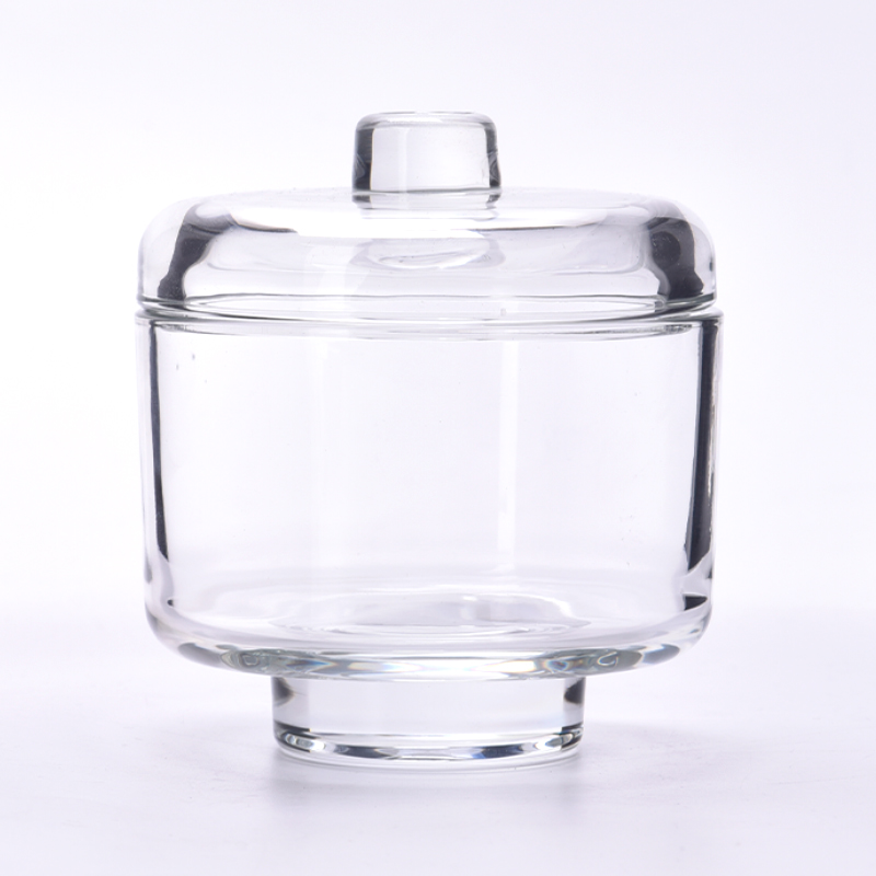 Unique Glass Candle Jar With Glass Lids Custom Color Logo Glass Candle Vessels