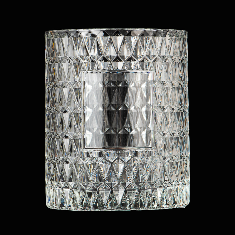 Private Label Glass Candle Jar High Quality Beautiful Diamond Glass Candle Holders