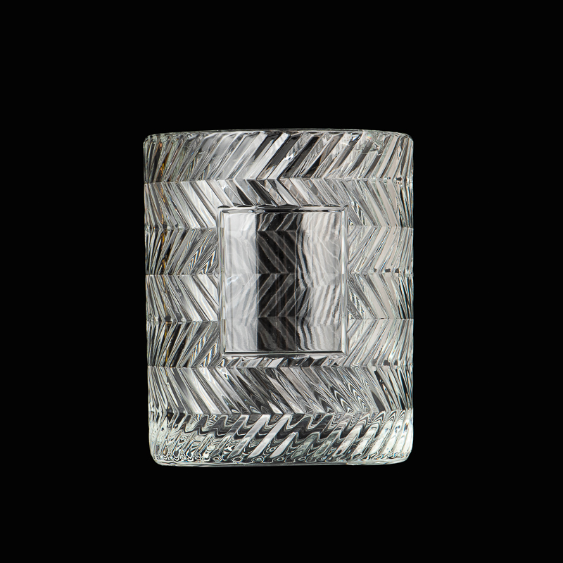 Popular Custom Color Embossed Pattern Glass Candle Jars