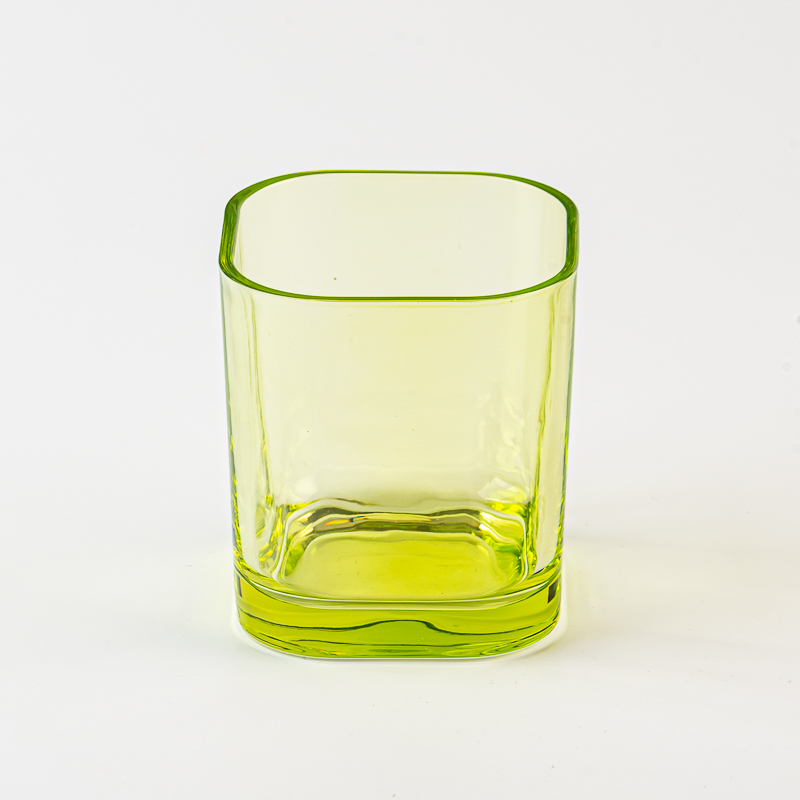 Popular green 9oz square glass candle container