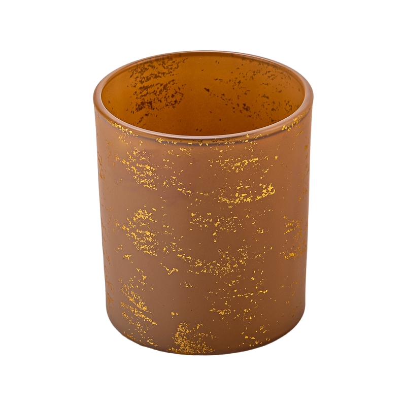 8oz matte glass candle jar with gold decor