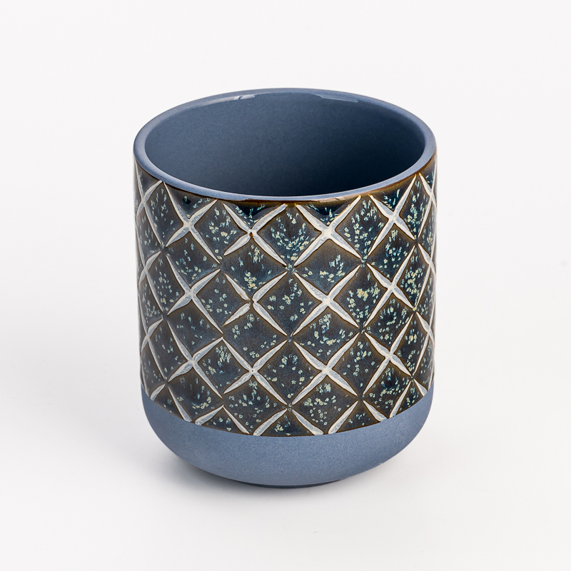 Wholesale Ceramic Candle Jar Pot Glazed Cylinder Home Decoration