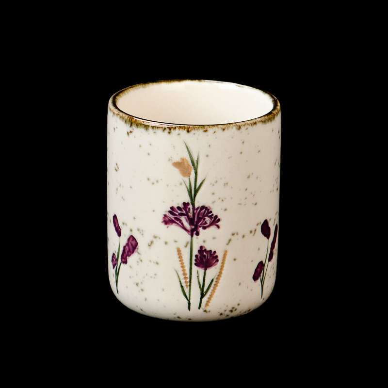 Custom Empty Flower Pattern Ceramic Scented Candle Container