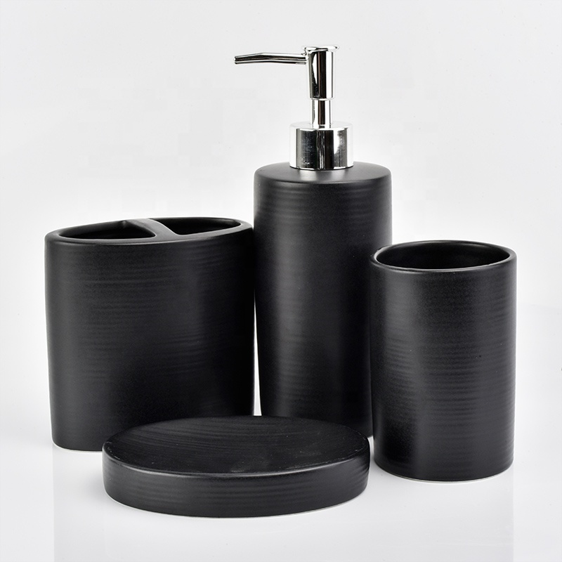 matte black oval soap dish toothbrush holder lotion dispenser bottle bathroom accessories set luxury