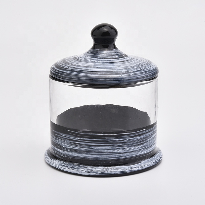 Luxury custom glaze Glass Candle container with lid in bulk