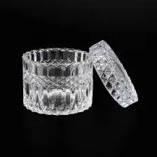 China 250ml Crystal Diamond Geo Cut Glass Candle Jars With Lids manufacturer