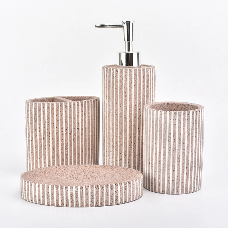 China pink white cement bathroom accessories concrete toothbrush holder soap dish toothbrush toothpaste holder manufacturer