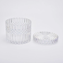 China 250ml GEO Cut Glass Candle Jar With Lids Wholesale manufacturer