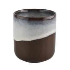 China Wholesales amber home decoration custom cylinder candle ceramic vessels 8oz manufacturer