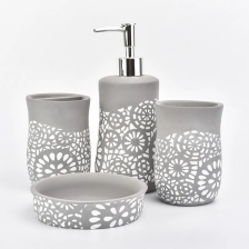 China home goods hollow printing bath room accessories concrete bathroom accessories set manufacturer