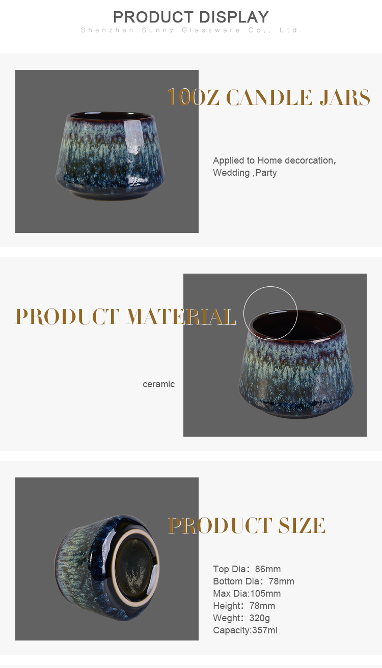 custom 10oz porcelain ceramic holder candle vessel jar for wedding