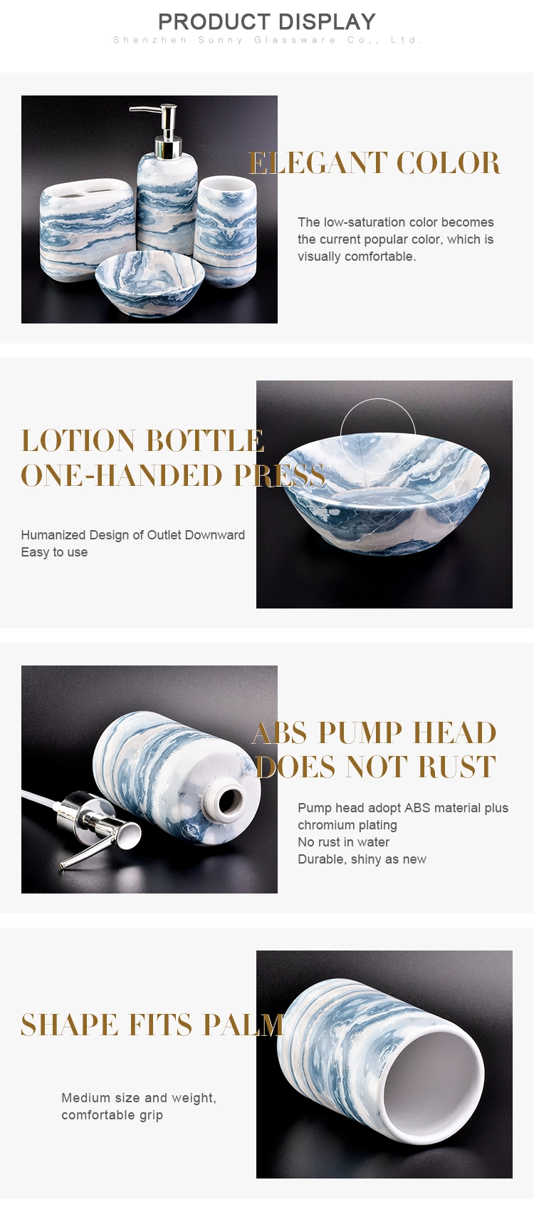 luxury natur home goods blue ceramic toothbrush holder accessories bathroom set