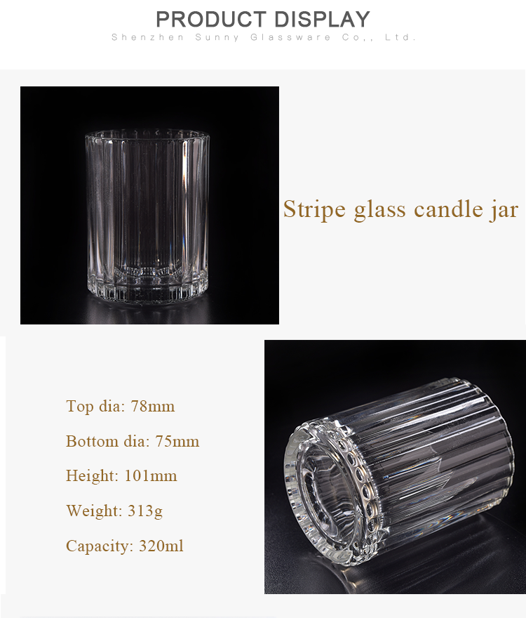 cheapest factory price clear stripe terrarium glass candle jar cup