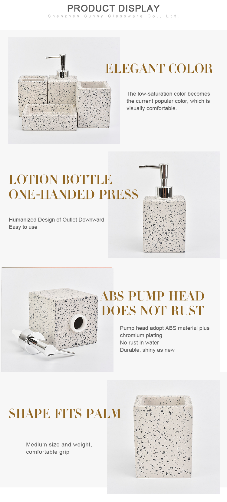 toothbrush holder and soap dispens concrete bathroom accessories set