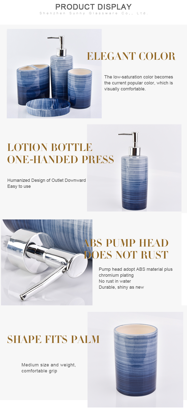 blue ceramic bathroom accessories tumbler soap dish toothbrush holder lotion dispenser