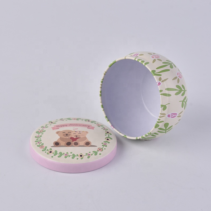 Metal cute candle tins printed for candle making with lids