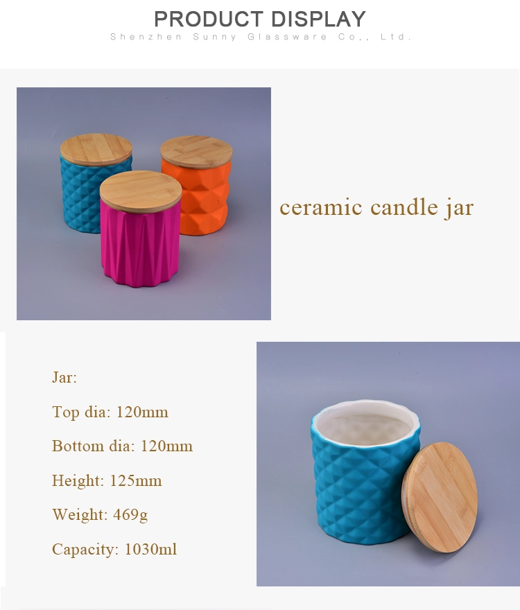 high quality modern ceramic candle holder with wood lids wholesale