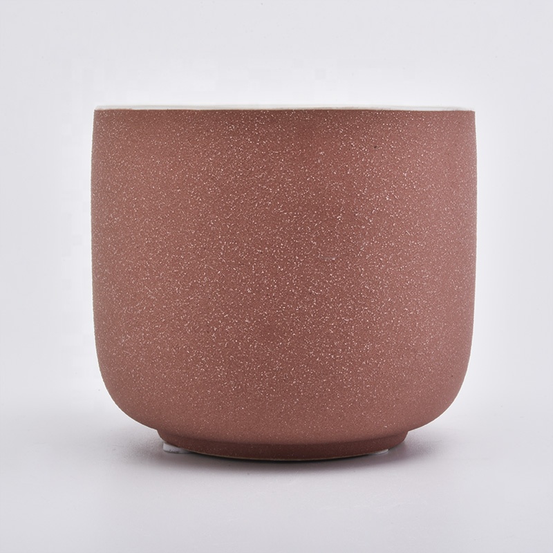 Eco-friendly matte red Ceramic Candle container ceramic candle vessel