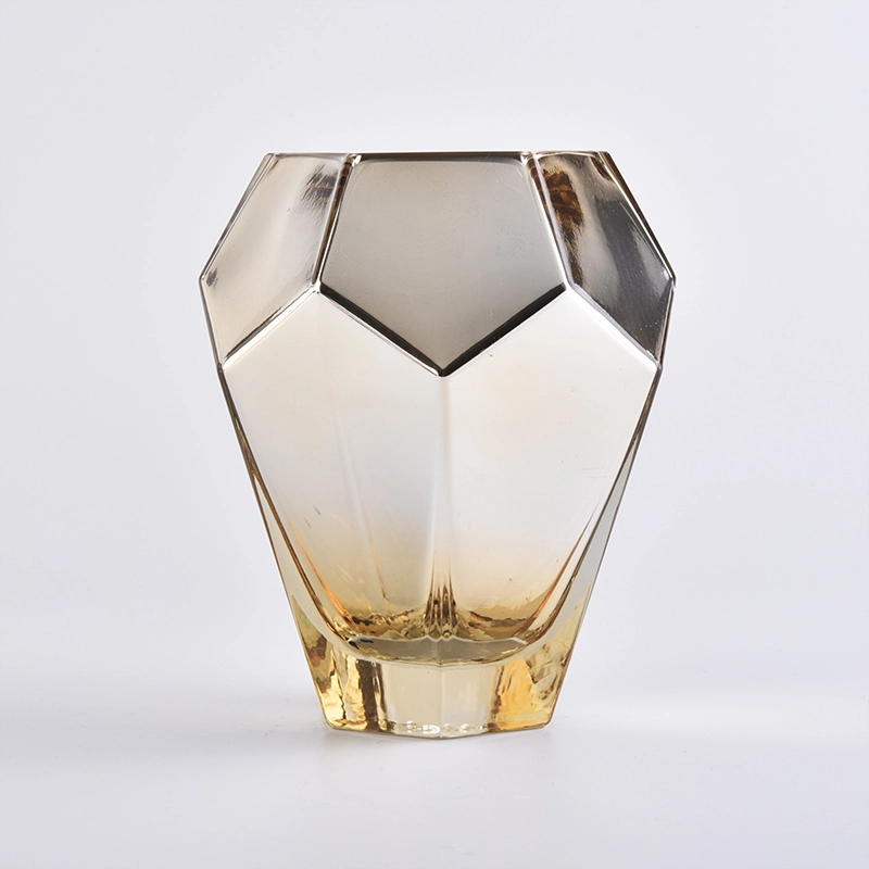 Wholesale Gold Polyhedral Glass Candle Jars