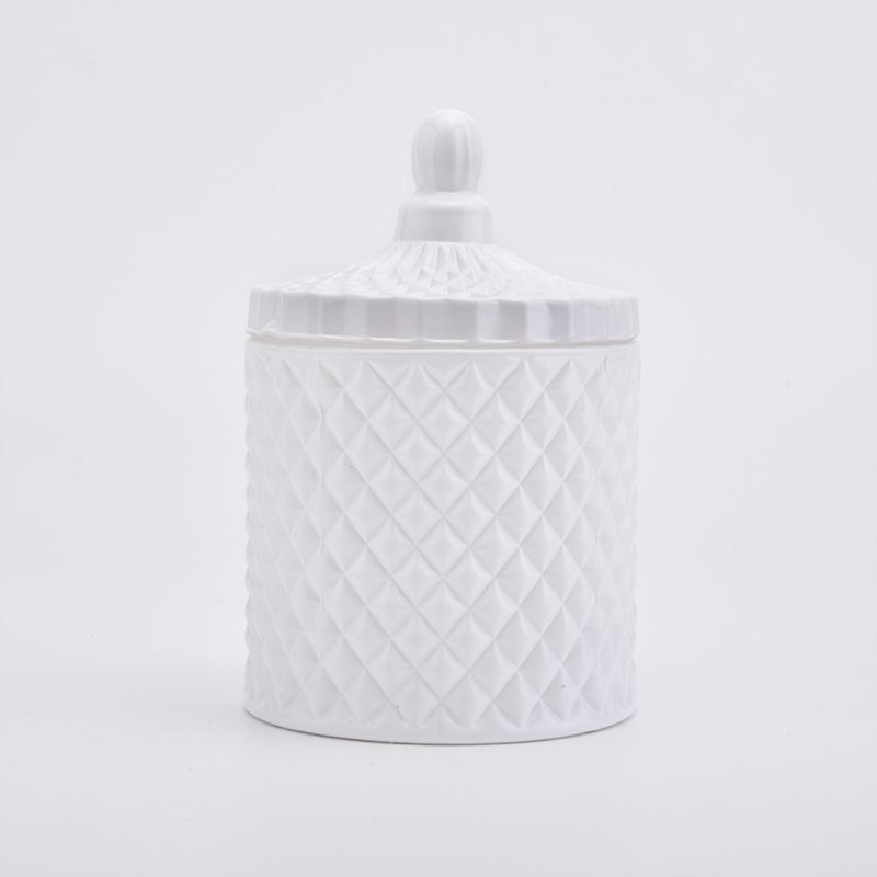 Best Selling White Glass Candle Jar With Glass Lids