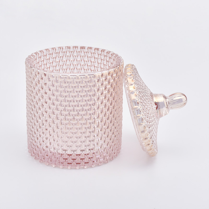 Luxury Pink Glass Candle Jars With lids Wholesale