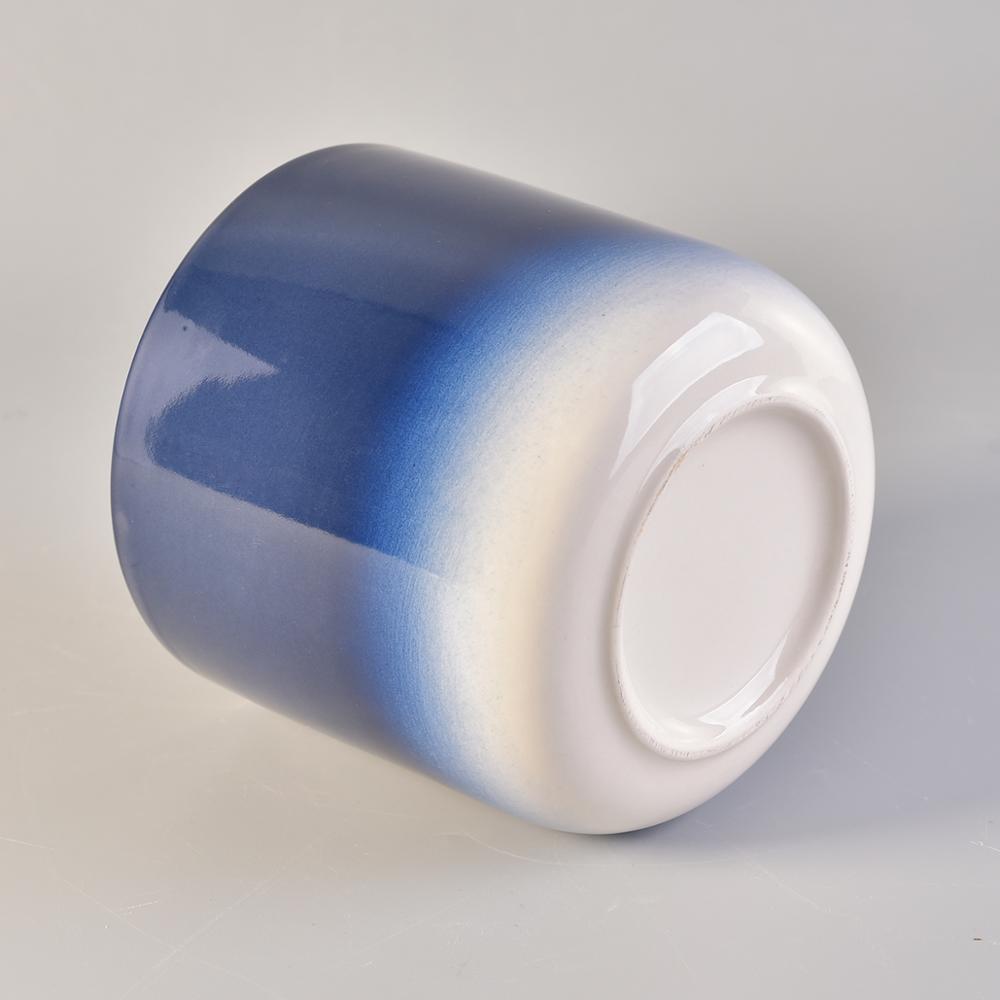 Christmas Gradient Blue Candle Ceramic Vessels With Gold Plating wholesale