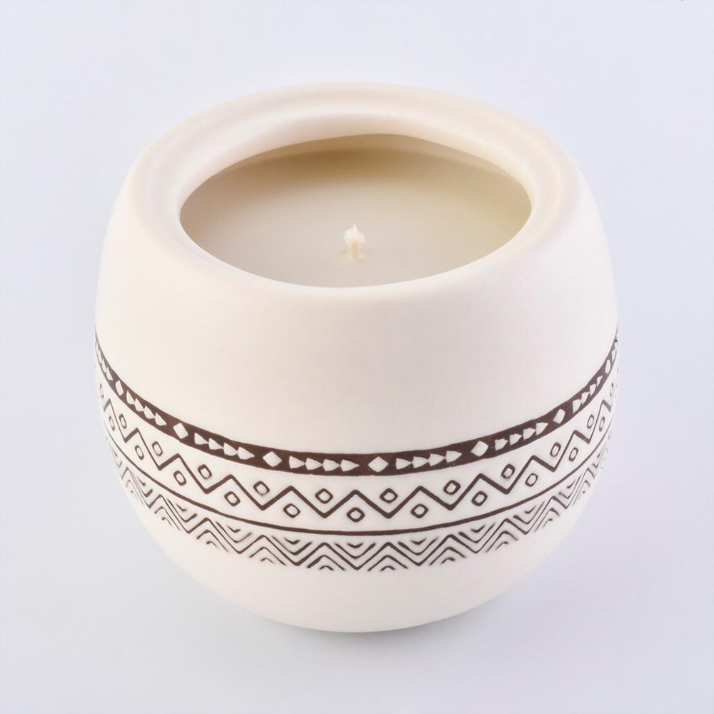 Ball Shaped Round Ceramic Candle Container With Lids