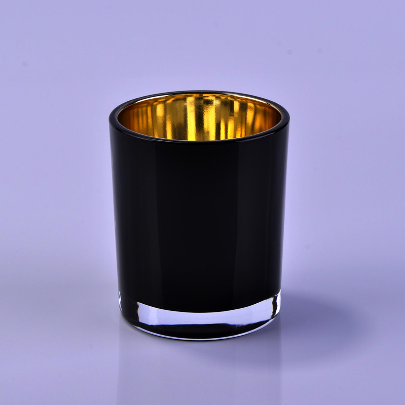 Gold plating Black Glass Candle Jar Wholesale