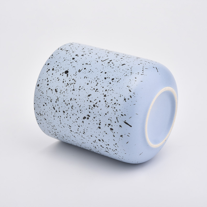 Cylinder Shaped Blue Ceramic Candle Jars Wholesale