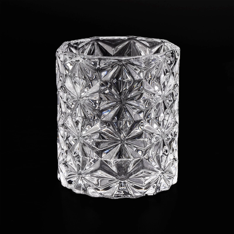 Luxury Diamond Geo Cut Cylinder Glass Candle Jars