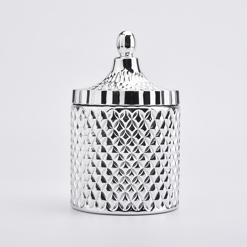 Luxury Siver Glass Candle Jar With Glass Lids