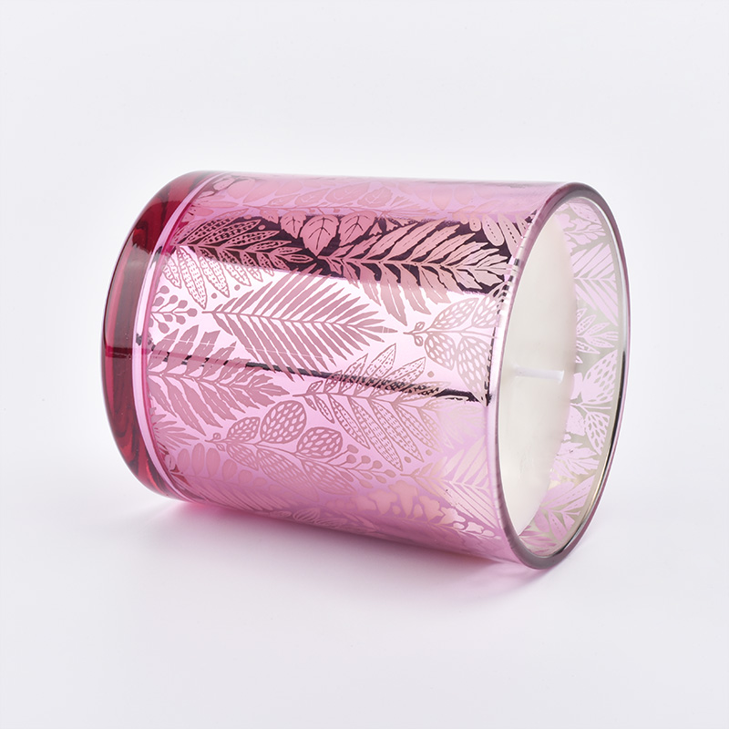 Laser Engraving Pink Glass Votive Candle Holders