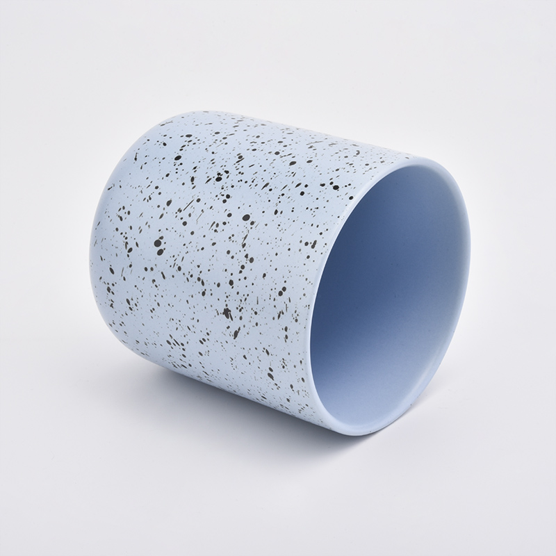 Cylinder Shaped Blue Ceramic Candle Jars Wholesale