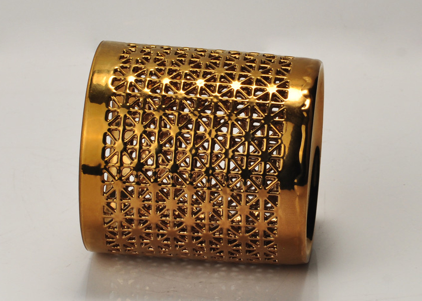 Romantic Gold Plating Carved Ceramic Candle Jars Wholesale