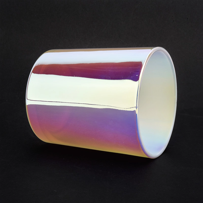 10oz Luxury White Iridescent Glass Candle Jar For Wedding Party