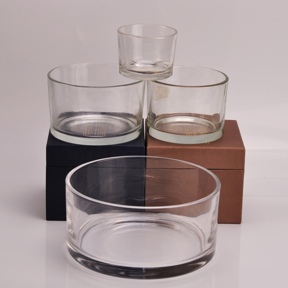 Four size large round glass candle jars