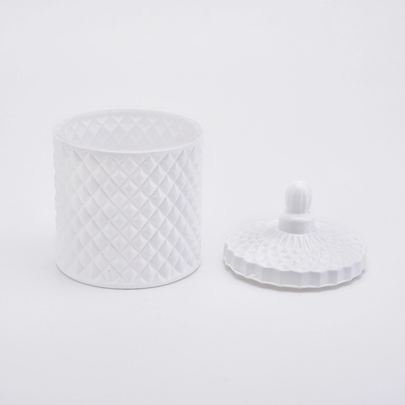 Matte White Geo Cut Luxury Glass Jar For Candle Making