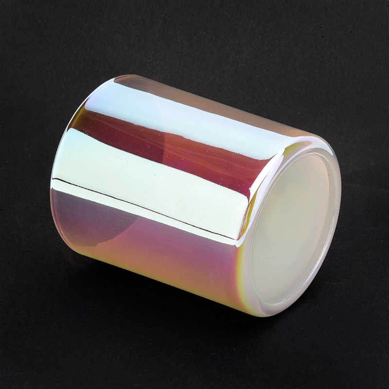 10oz Luxury White Iridescent Glass Candle Jar For Wedding Party