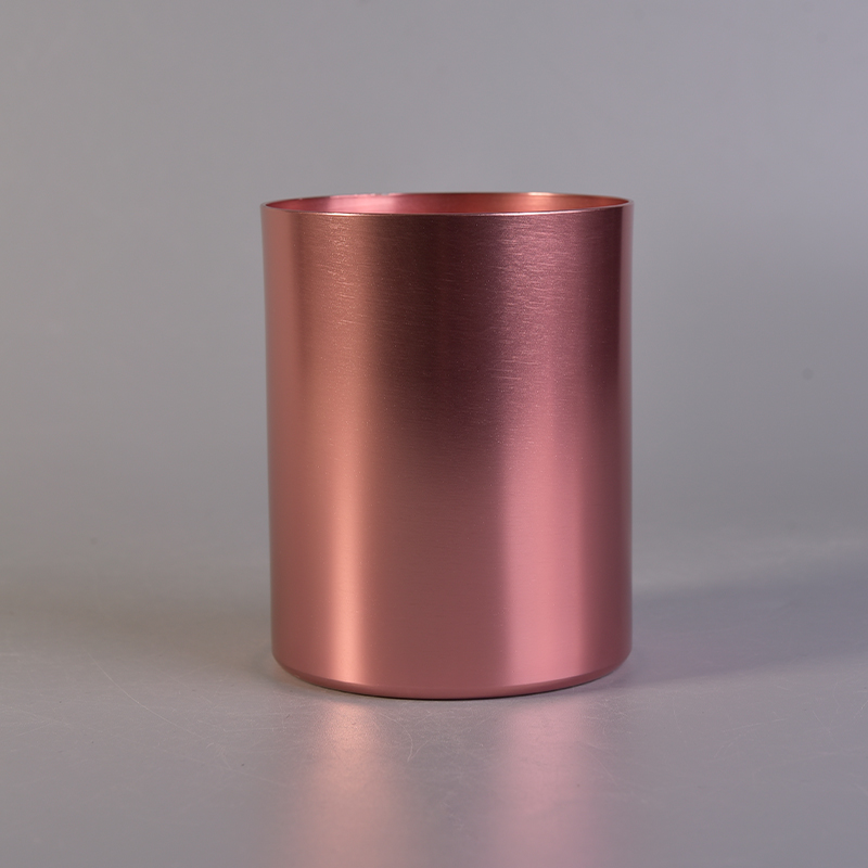 Rose Gold Cylinder Shaped Metal  Votive Candle Holders