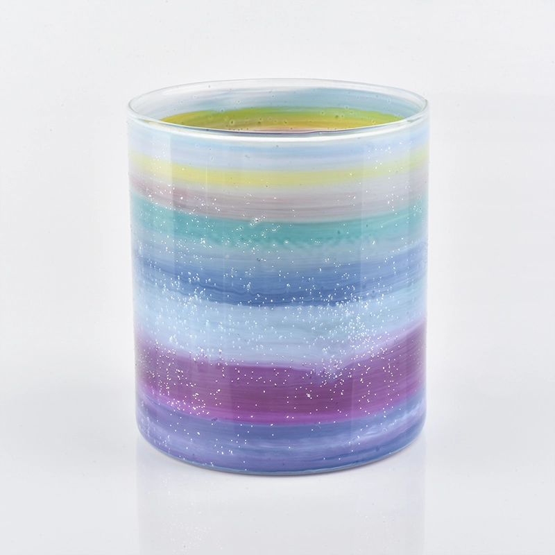 Hand Paint Colorful Straight Side Glass Candle Jars