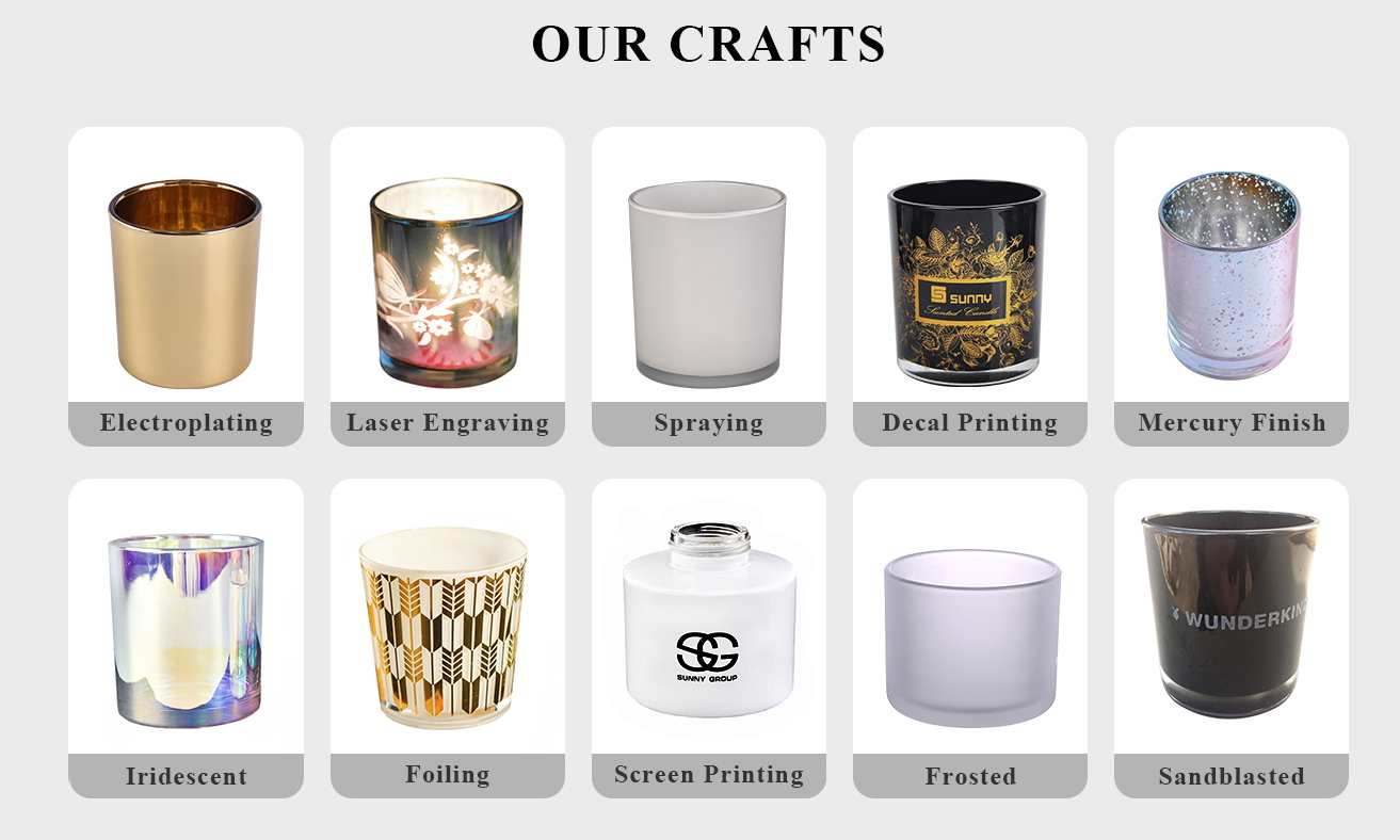 Wholesales Custom iridescent Glass Candle vessel 