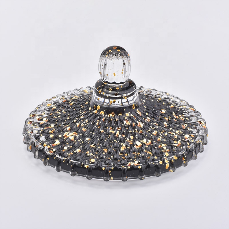 Luxury black Glass Candle tin container with cover wedding decoration