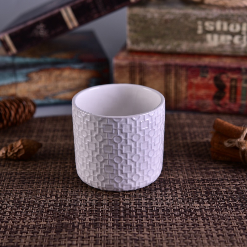 Wholesales white flower shape menorah ceramic candle cups